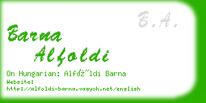 barna alfoldi business card